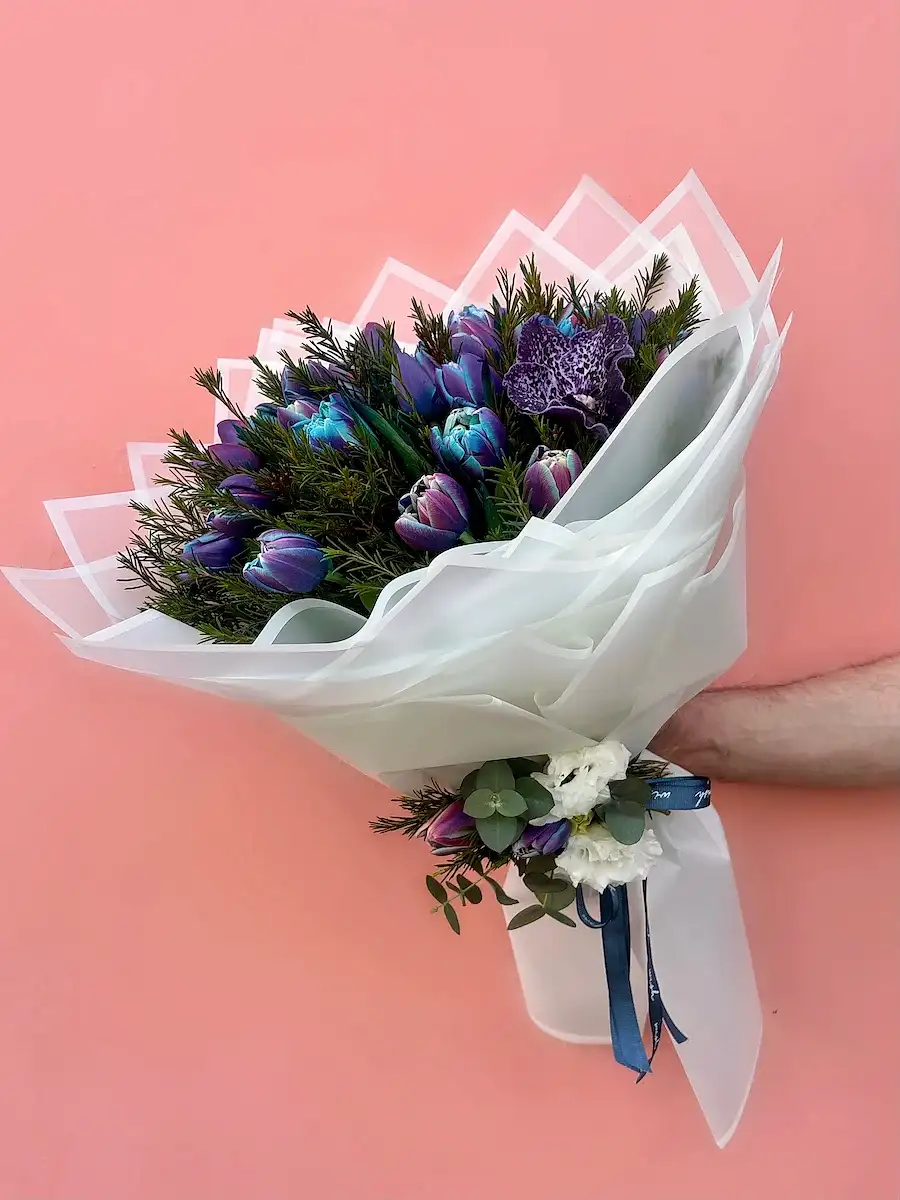 30’lu Vip Blue Sky Mavi Lale Buketi