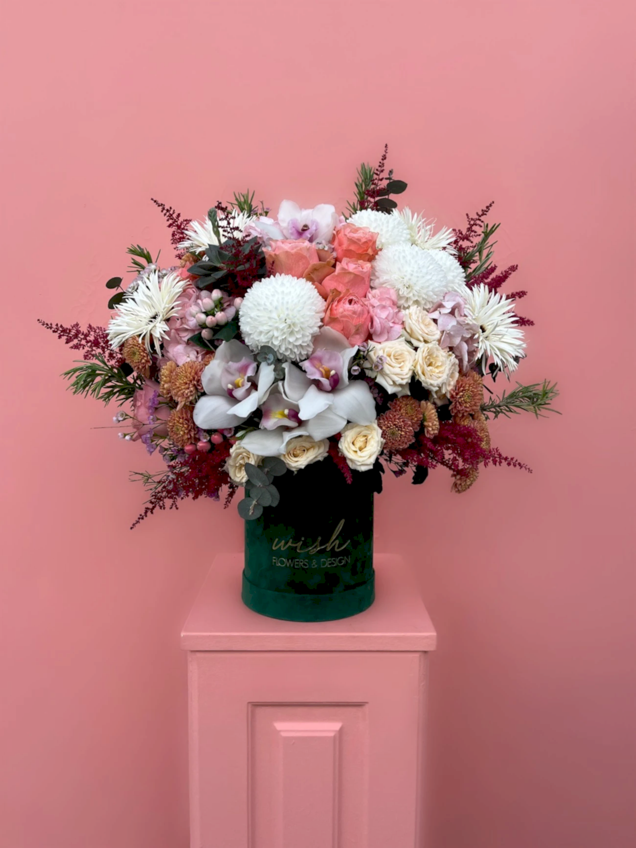 Garden Luxe Yeşil Kadife Kutuda Aranjman