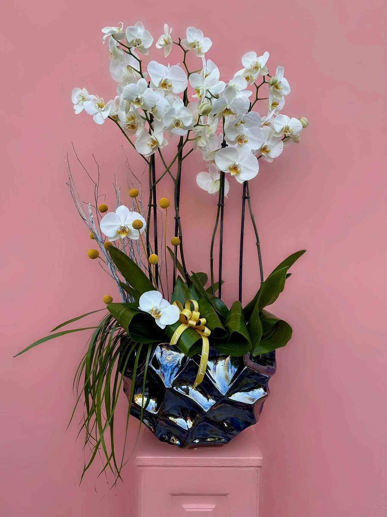 Tasarım Vazoda Beyaz Orkide Bahçesi